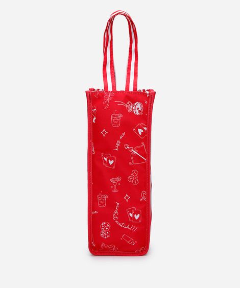 bolsa para vinho estampada vermelha