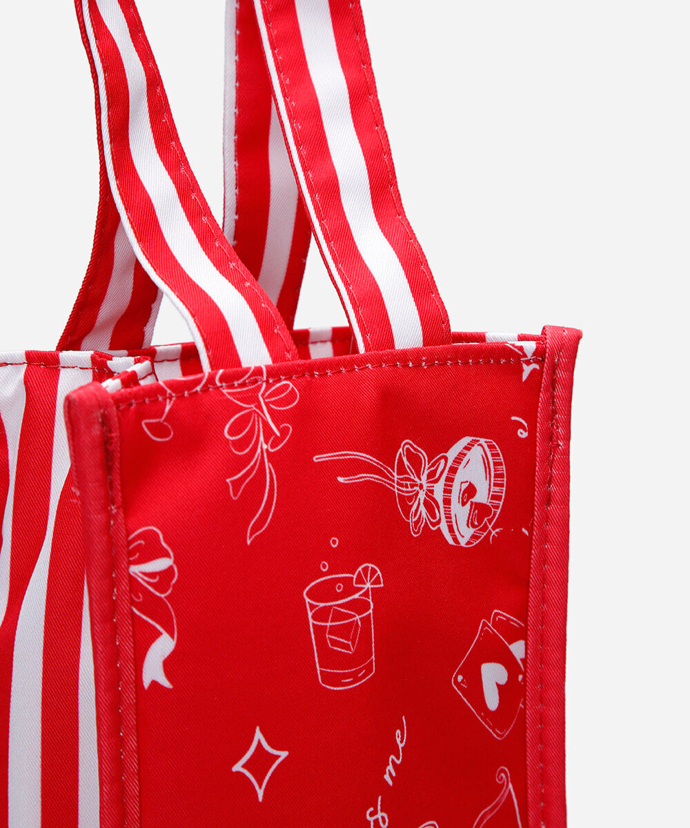 bolsa para vinho estampada vermelha
