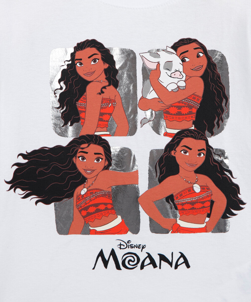 camiseta infantil de algodão manga longa moana off white