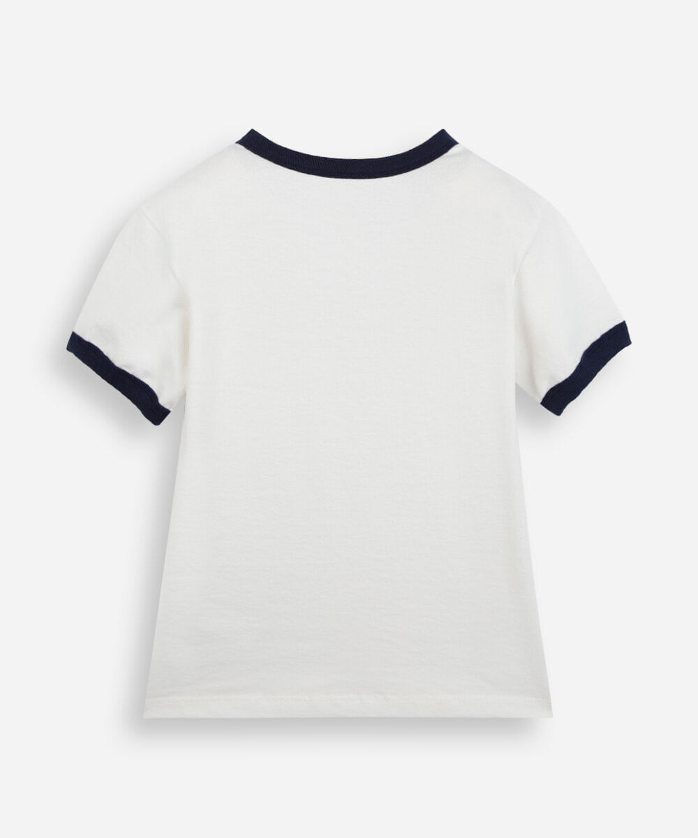 camiseta infantil de algodão manga curta brasil off white