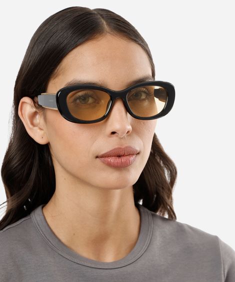 óculos de sol feminino gatinho de acetato triton preto