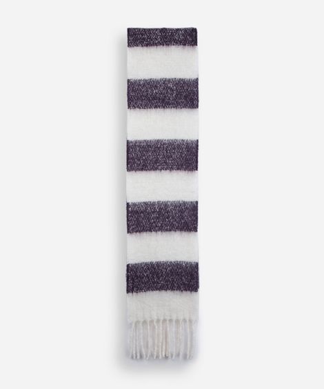 cachecol de tricot felpado com franjas listrado colorido