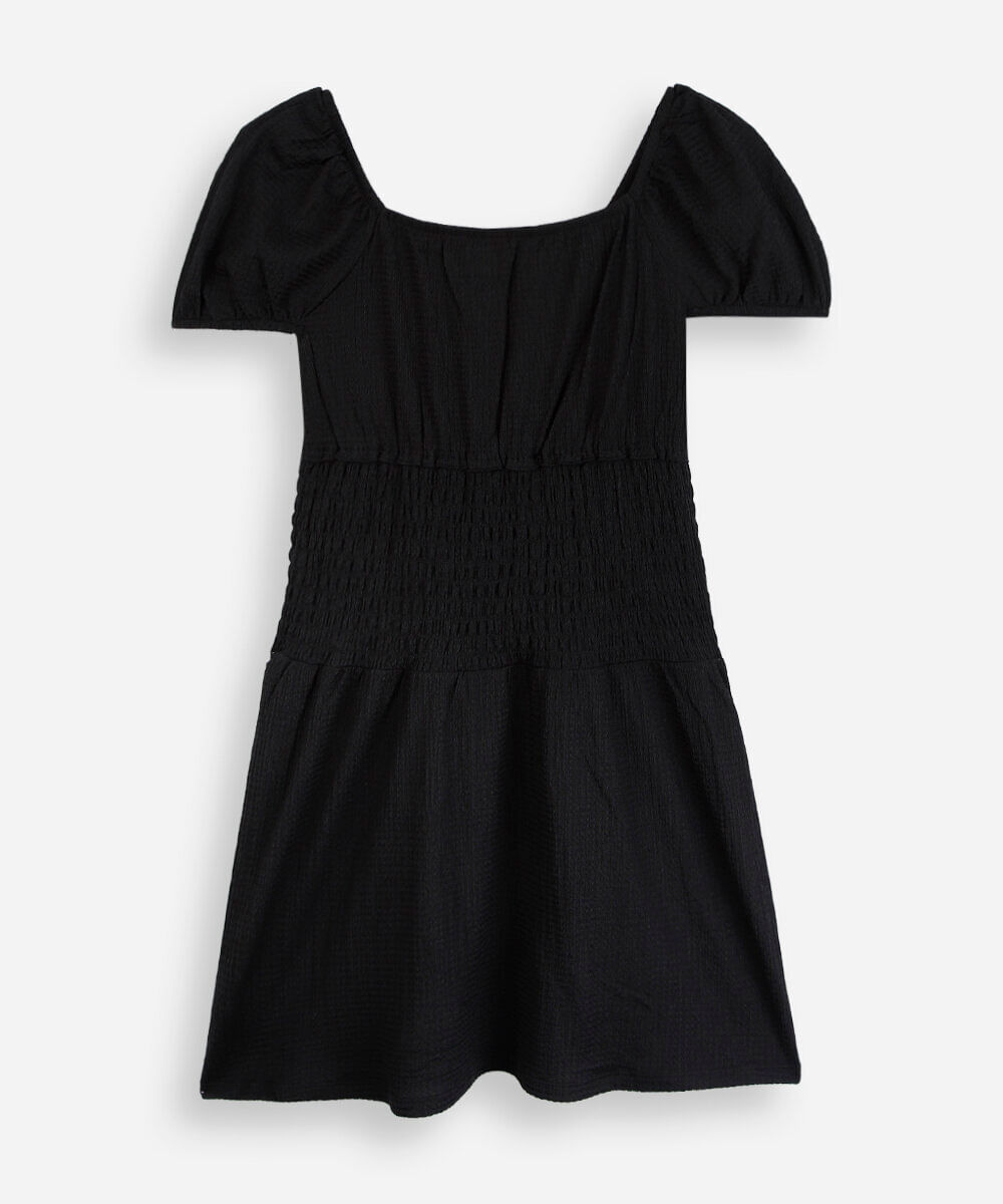 vestido juvenil com lastex manga curta preto