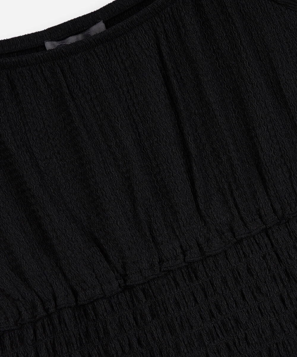 vestido juvenil com lastex manga curta preto
