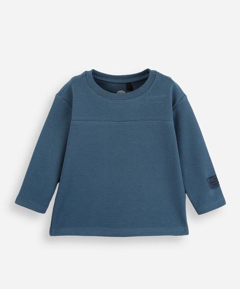 camiseta infantil de algodão com manga longa texturizada verde
