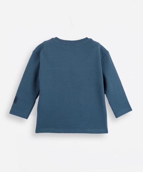 camiseta infantil de algodão com manga longa texturizada verde