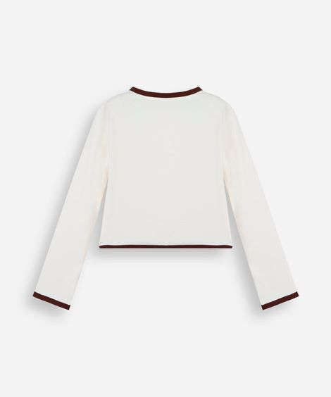 blusa infantil de poliamida manga longa off white