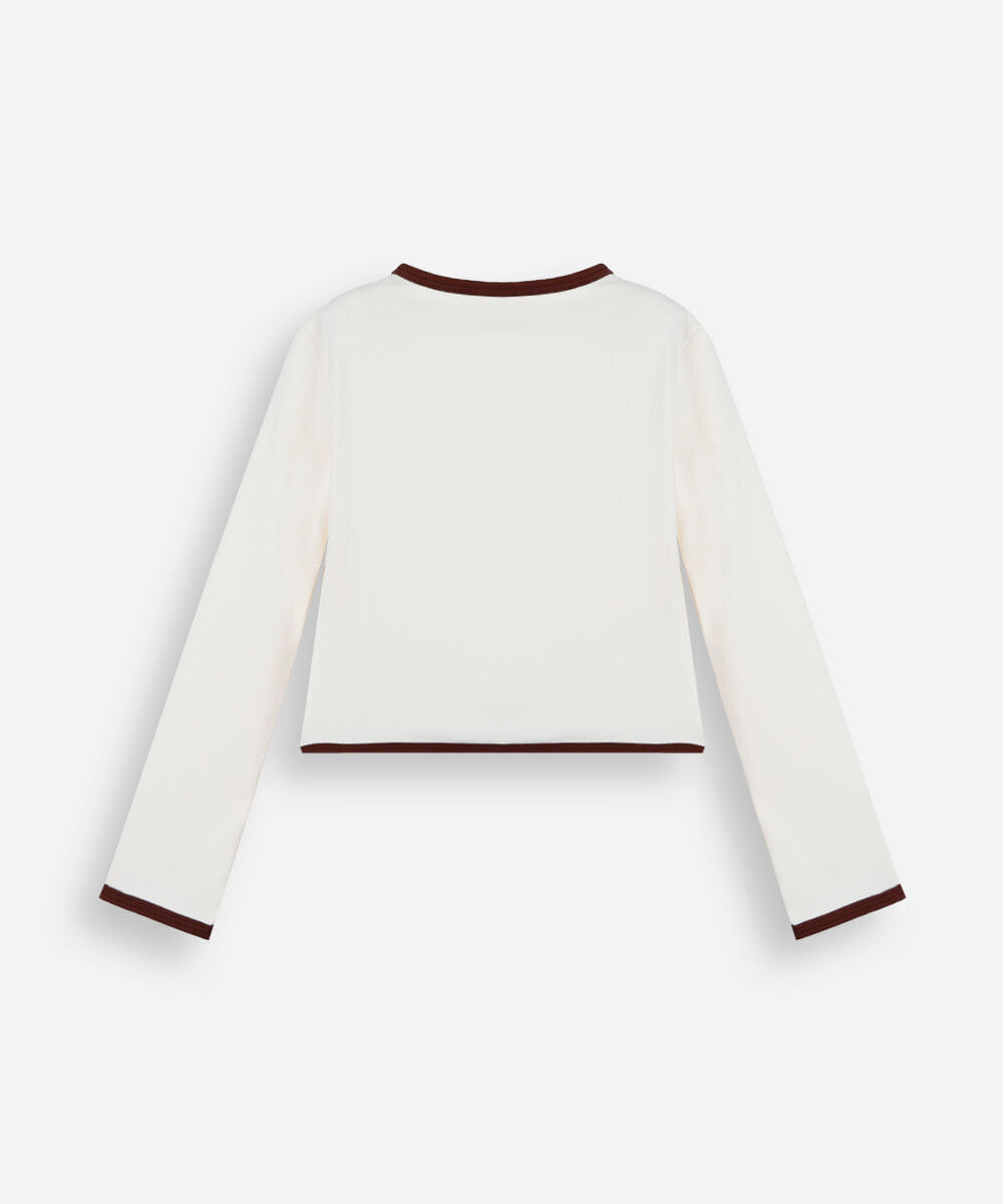 blusa infantil de poliamida manga longa off white