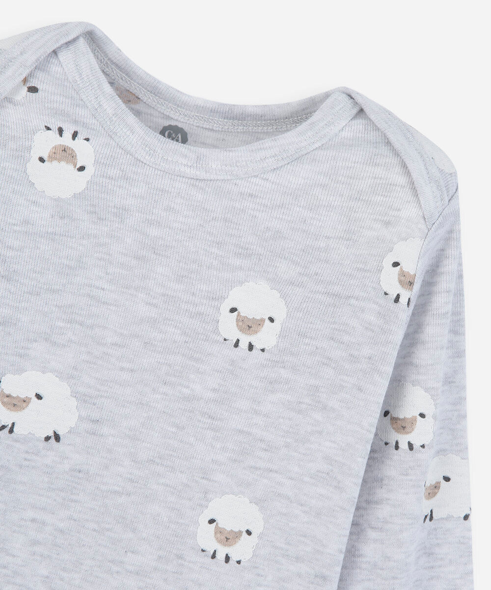 kit de 3 bodies infantil manga longa estampado colorido