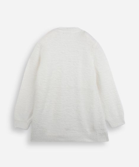 cardigan juvenil de tricot com bolsos texturizado off white