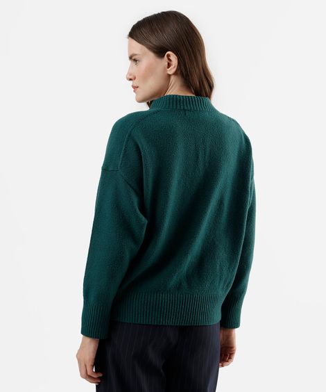 suéter feminino de tricot gola v verde