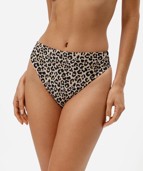 biquíni calcinha hot pant feminina animal print bege
