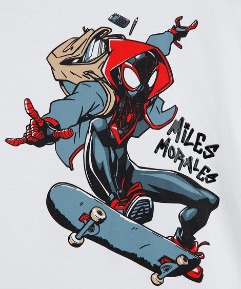 camiseta infantil algodão manga longa homem aranha off white