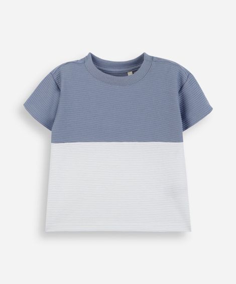 camiseta infantil texturizada bicolor azul