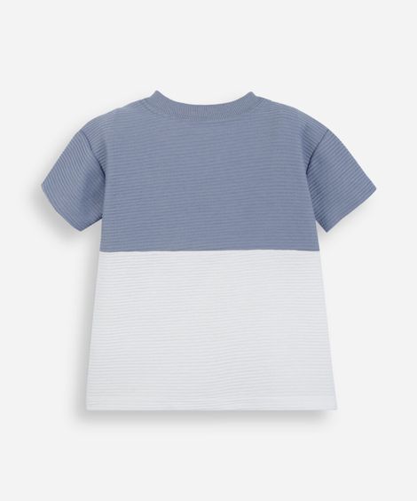 camiseta infantil texturizada bicolor azul