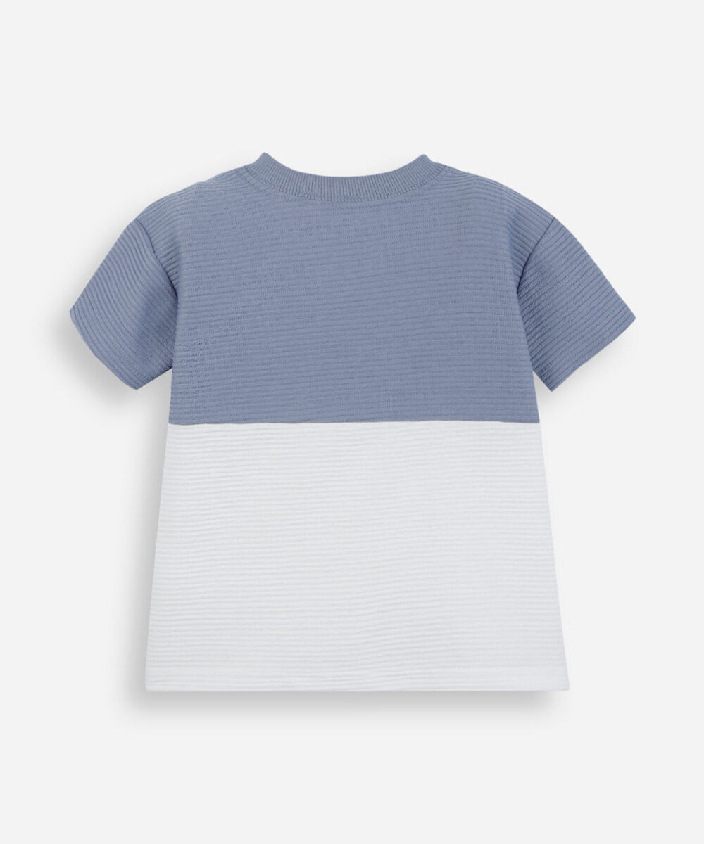 camiseta infantil texturizada bicolor azul