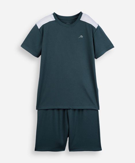 conjunto curto infantil com recorte verde