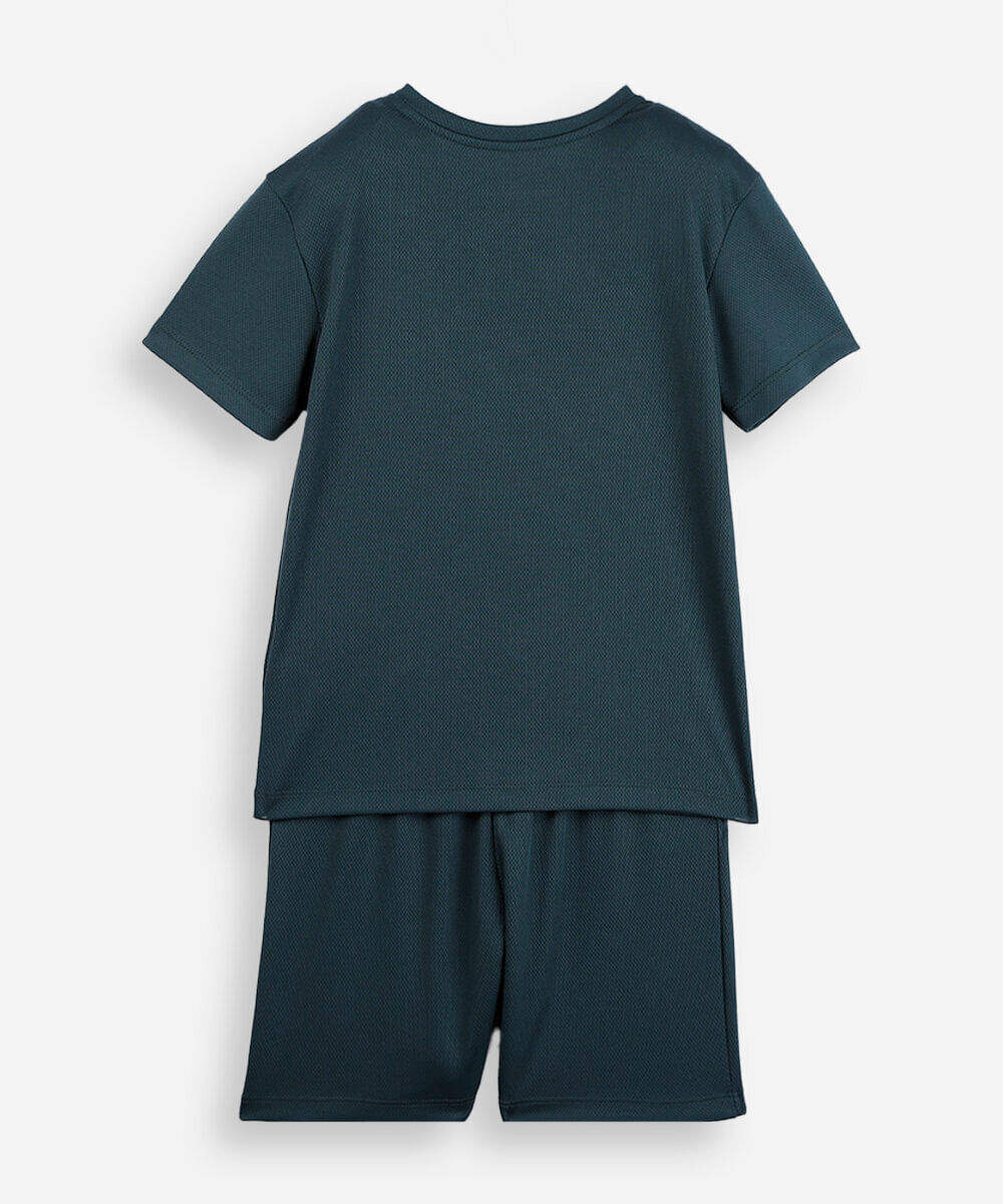 conjunto curto infantil com recorte verde