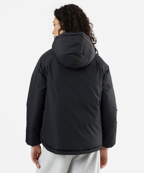jaqueta puffer feminina com capuz preta