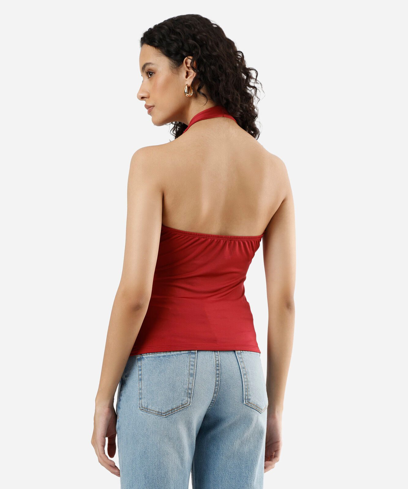 blusa frente única feminina com franzido vermelha