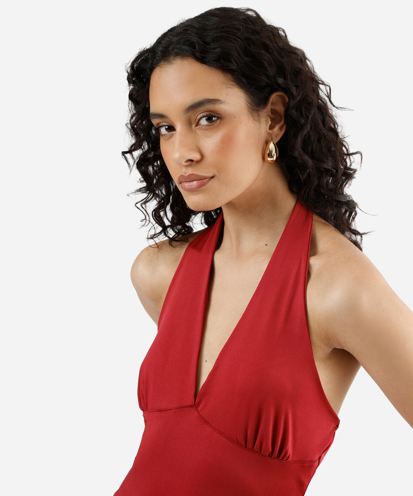 blusa frente única feminina com franzido vermelha
