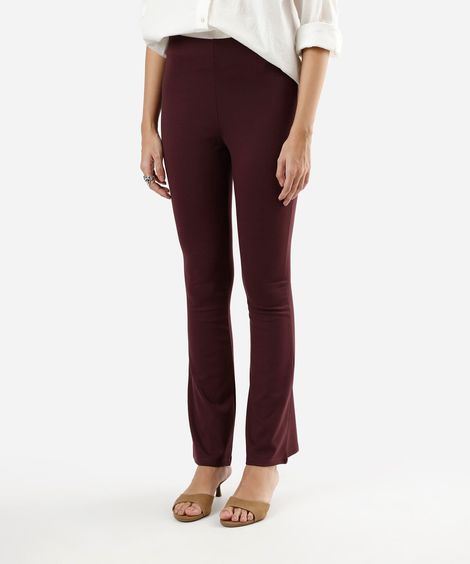 calça flare feminina com viscose cós elástico vinho