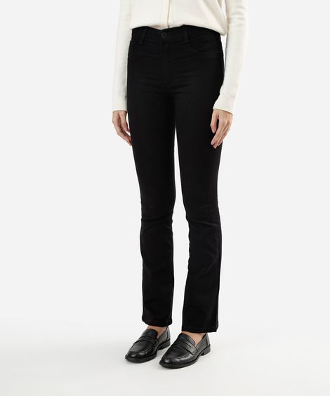 calça boot cut feminina de sarja cintura alta sawary preta