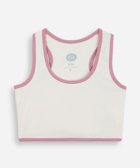 top infantil de poliamida decote redondo off white