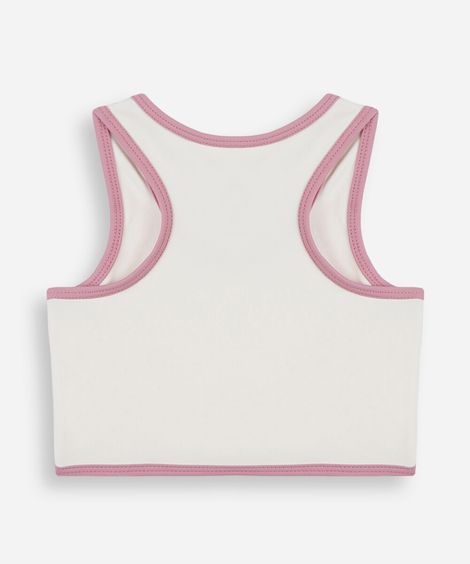 top infantil de poliamida decote redondo off white