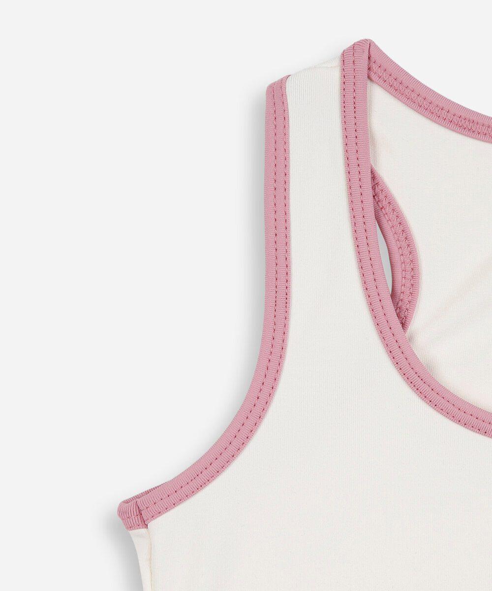 top infantil de poliamida decote redondo off white