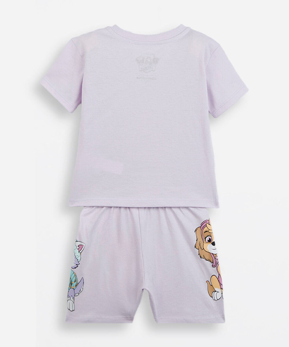 pijama curto infantil de algodão patrulha canina lilás