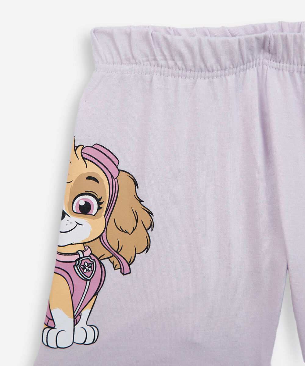 pijama curto infantil de algodão patrulha canina lilás