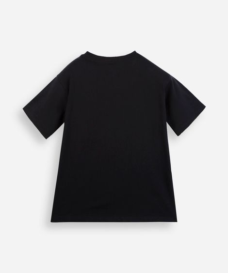 camiseta juvenil de algodão gola v manga curta estampada preta