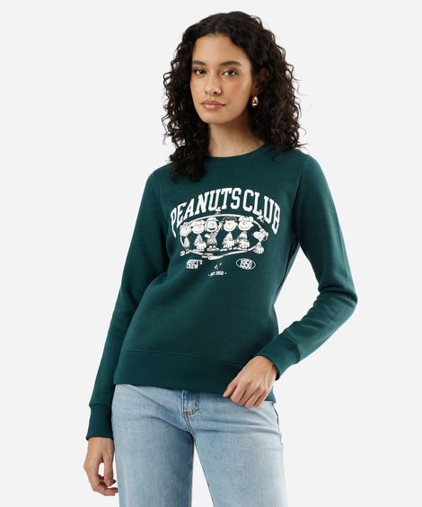 blusão feminino de moletom snoopy verde