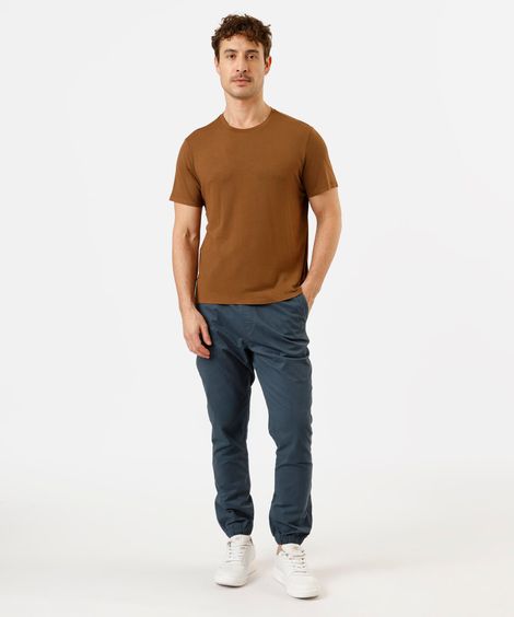 calça jogger masculina de sarja cós elástico azul