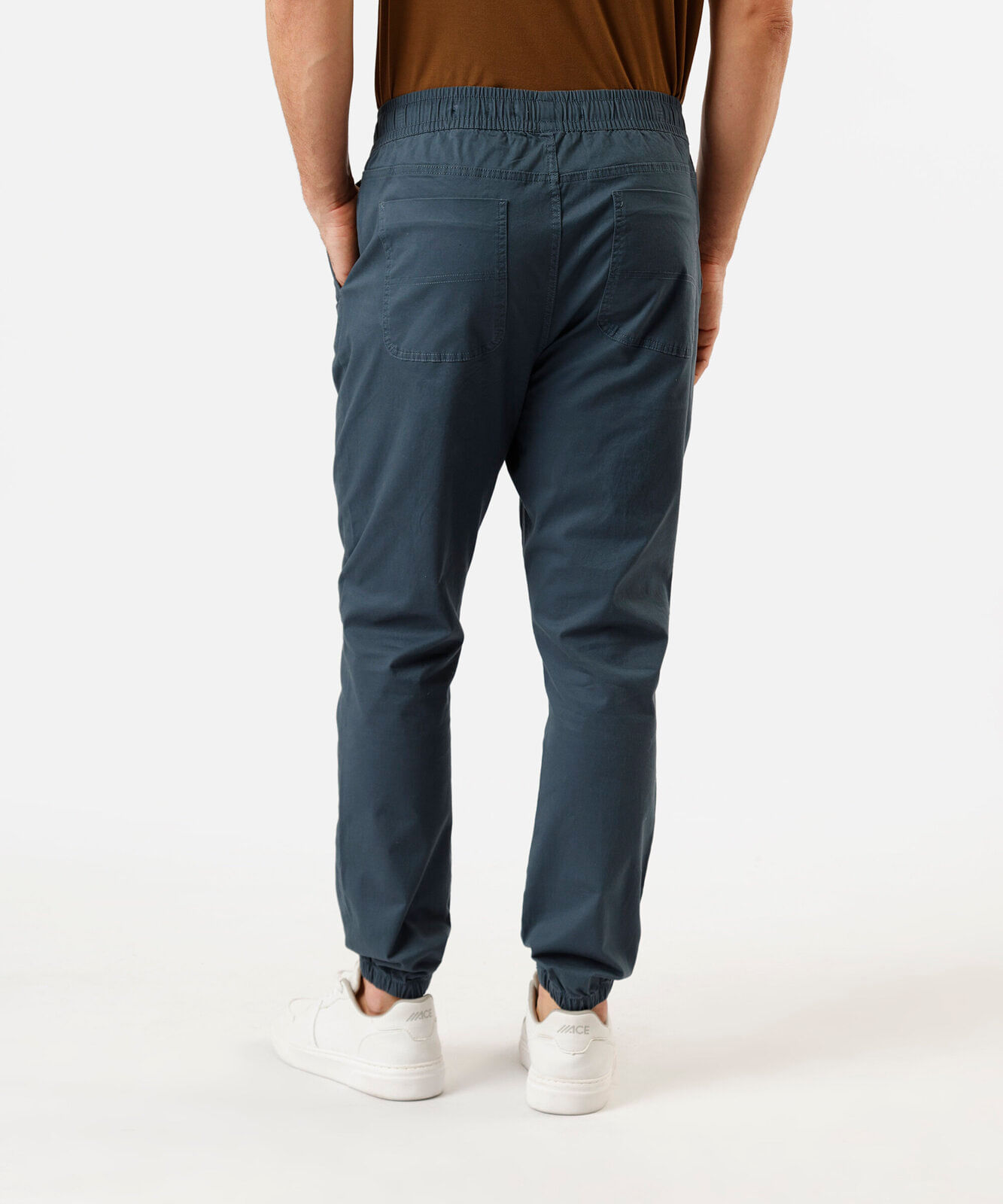 calça jogger masculina de sarja cós elástico azul