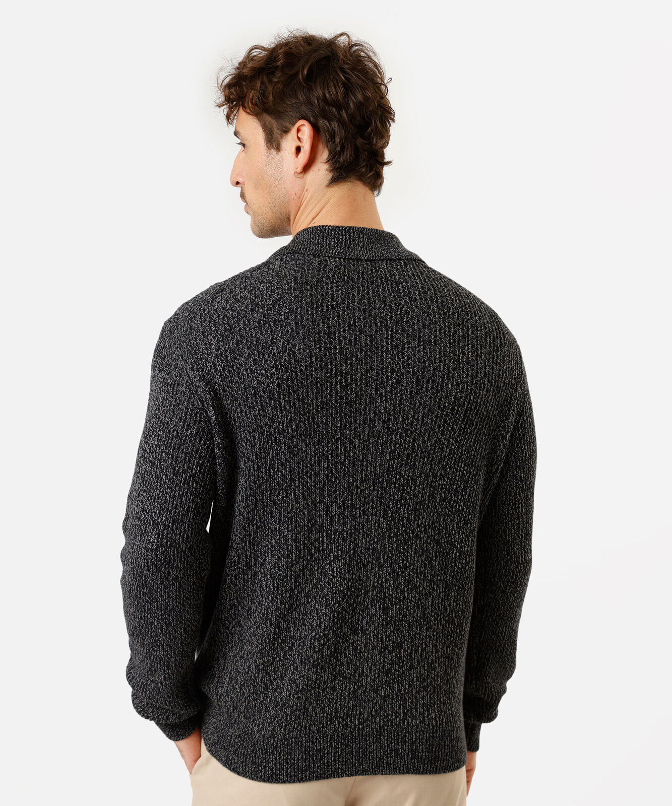 suéter polo masculino de tricot azul