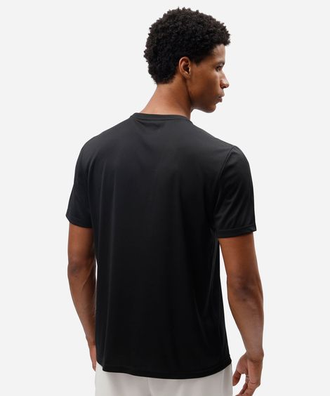 camiseta esportiva masculina manga curta com nervuras preta