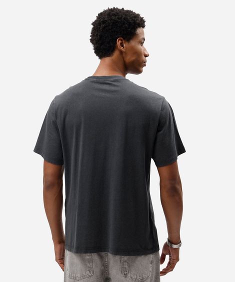 camiseta masculina de algodão manga curta estonada preta