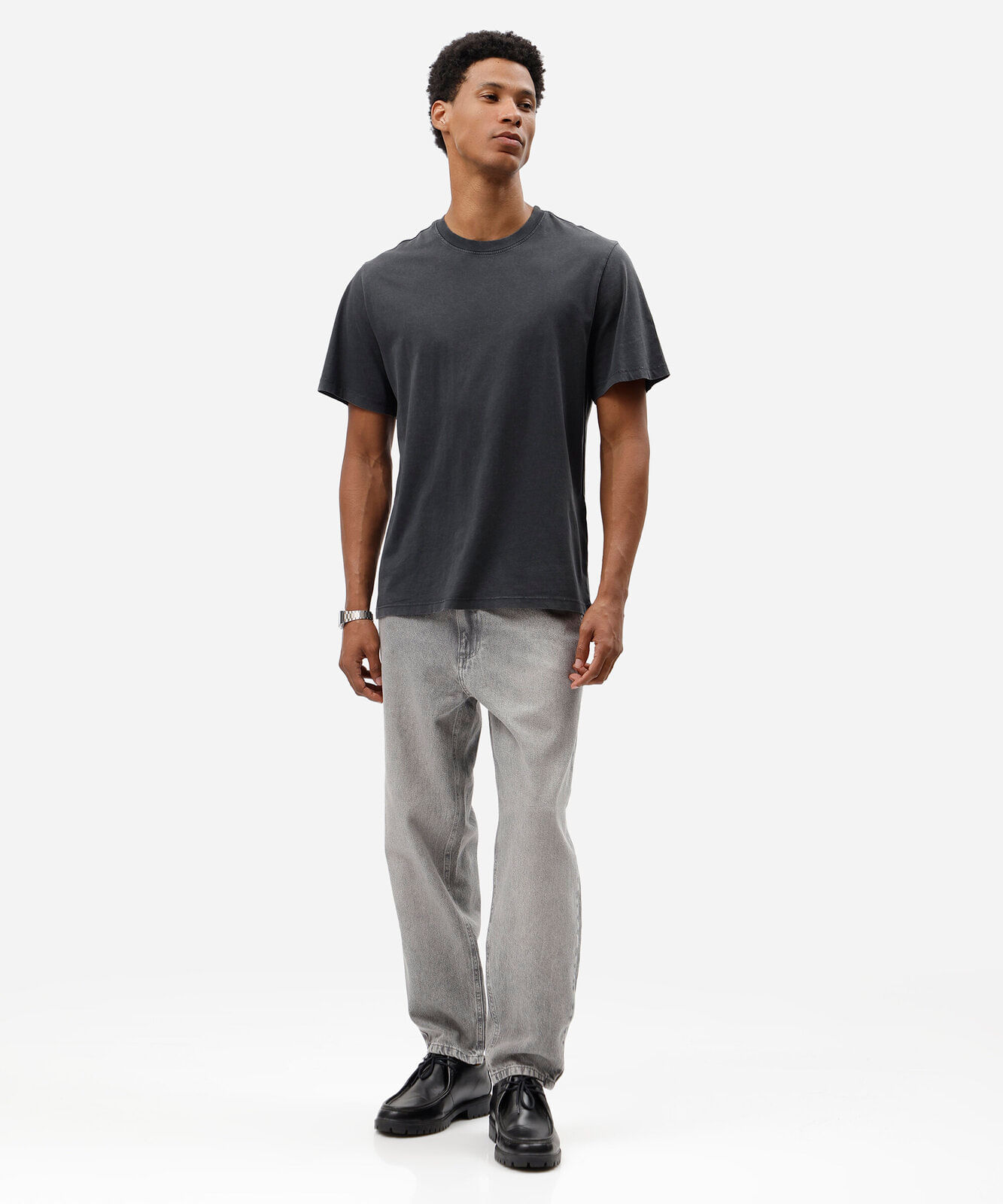 camiseta masculina de algodão manga curta estonada preta