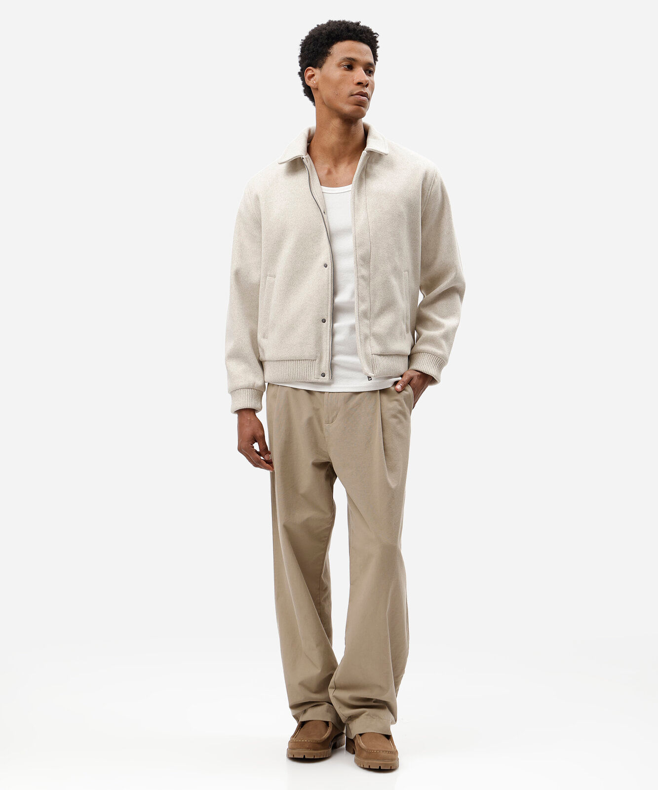 jaqueta masculina texturizada bege