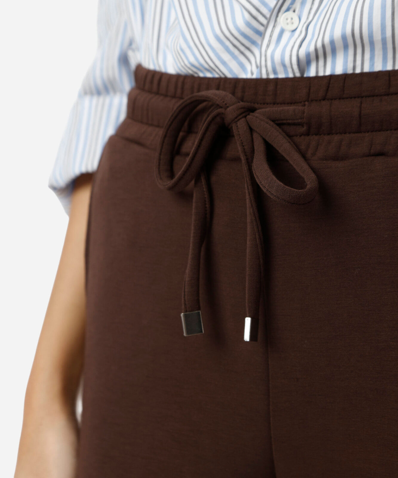 calça reta feminina cós elástico marrom
