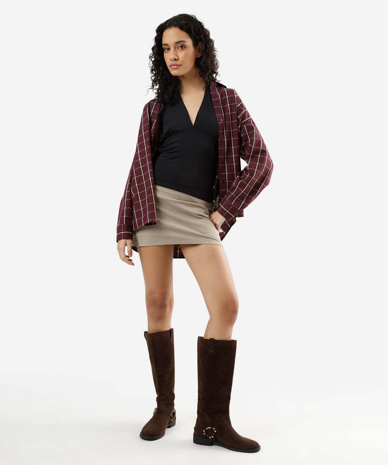 blusa frente única feminina com franzido preta