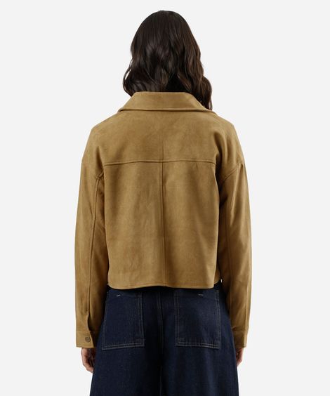jaqueta feminina de veludo cotelê com bolsos marrom