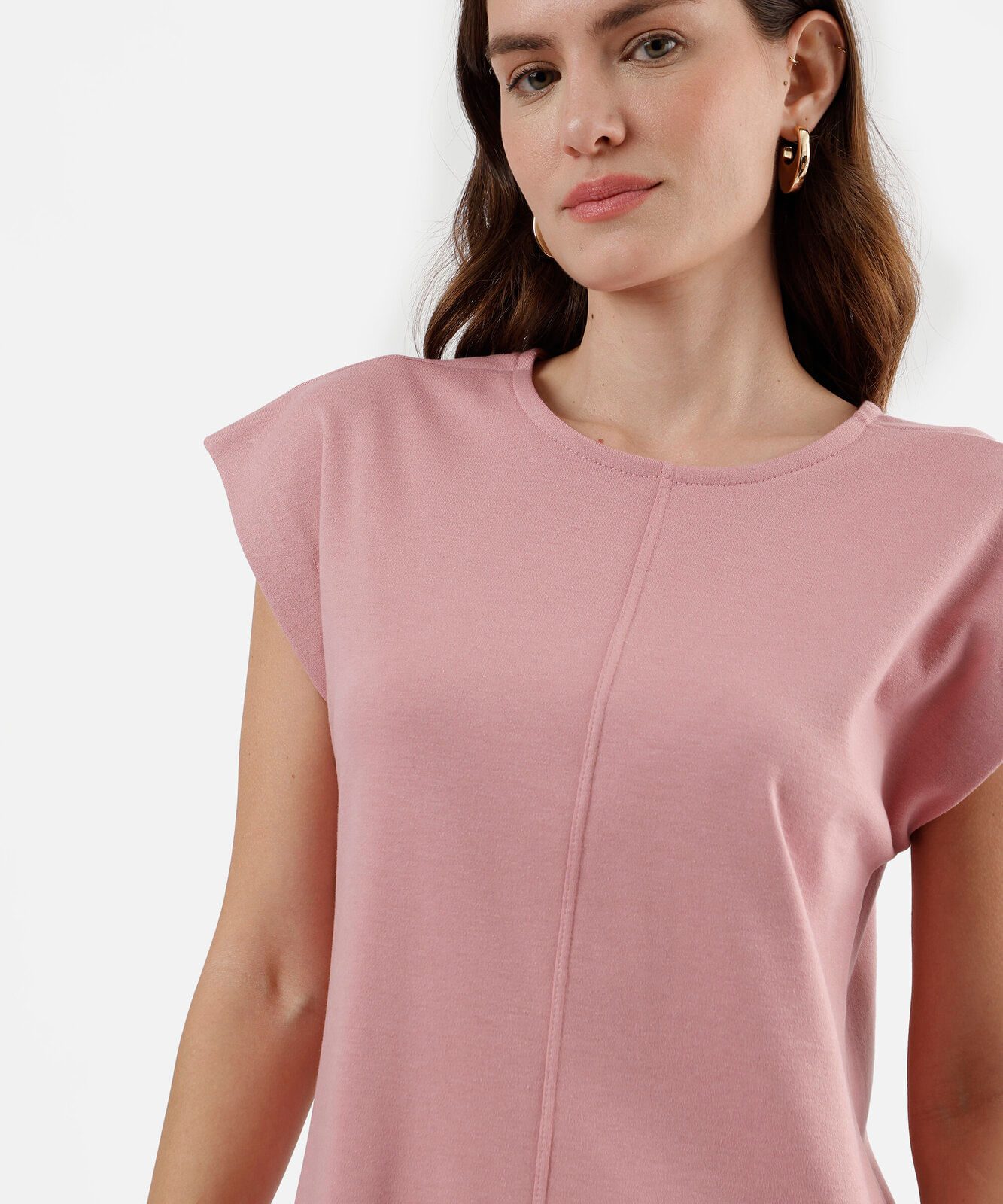 vestido curto feminino de algodão manga curta  bege
