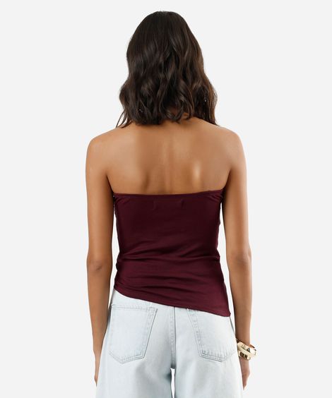 blusa sem alça feminina com viscose franzida vinho