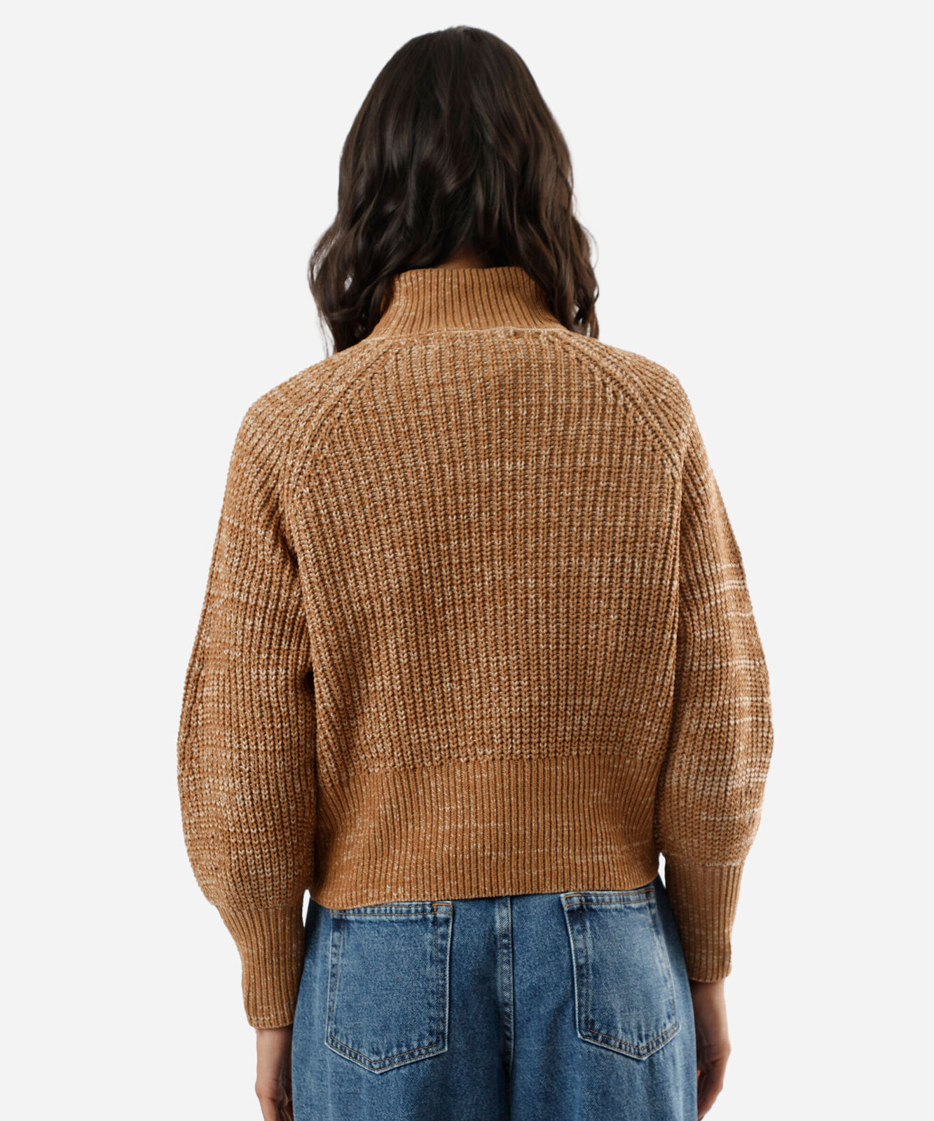 suéter feminino de tricot gola alta marrom