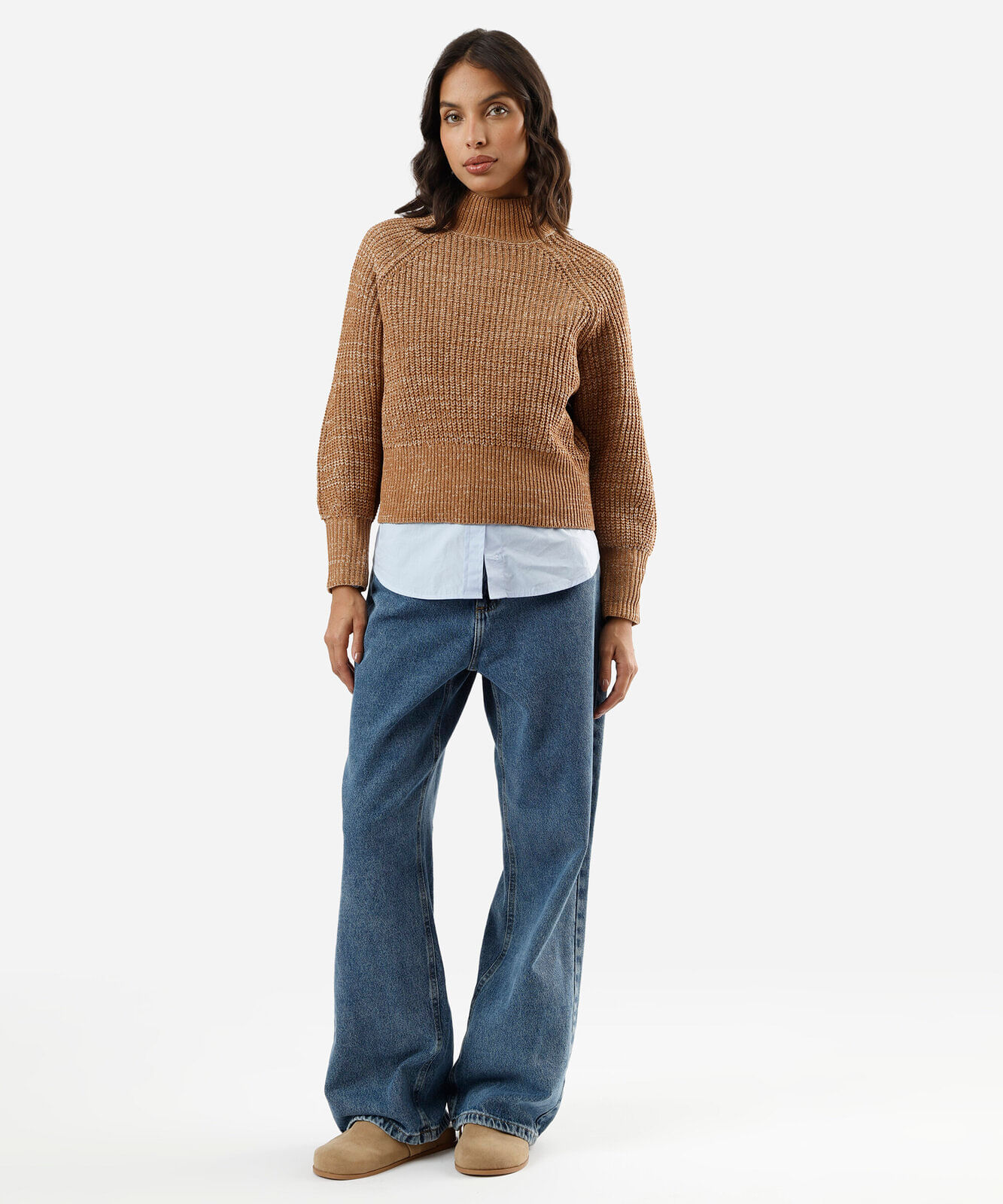 suéter feminino de tricot gola alta marrom