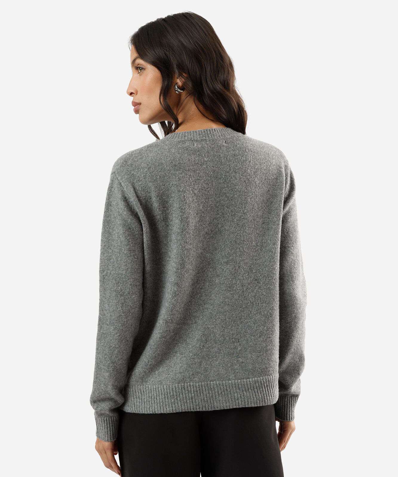 cardigan feminino tricot com brilhos cinza