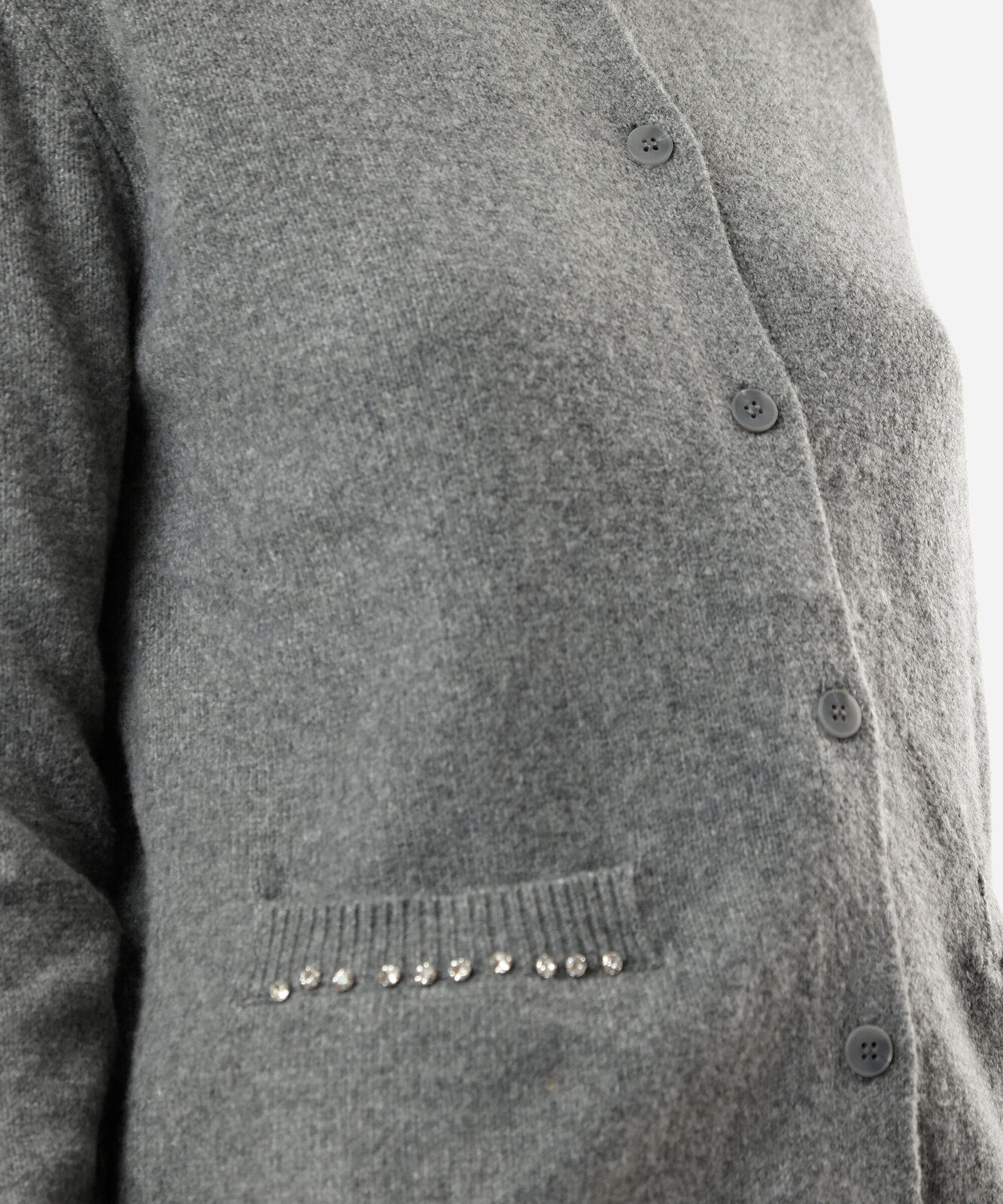 cardigan feminino tricot com brilhos cinza